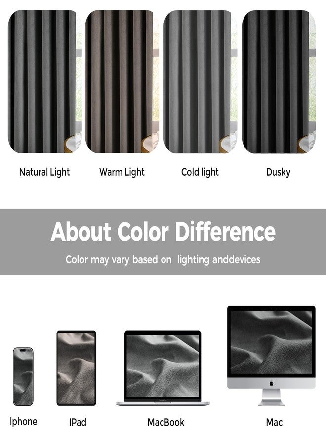 Swandream Pinch Pleated 100% Blackout Curtains for Bedroom, Grey Velvet Curtains for Living Room, Black Out Curtain 90 inch Long Room Darkening, Blackout Pinch Pleat Drapes with Hooks 2 Panels - Image 5